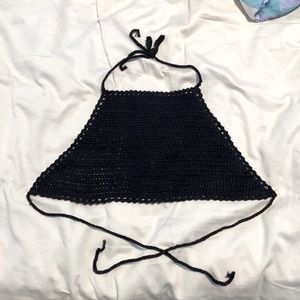 Black Crochet Crop Top